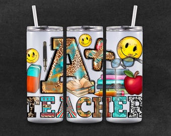 20oz Tumbler, Skinny Tumbler, Sublimation, Tumbler, Teacher Appreciation, Gift, Teacher Tumbler, Stainless Steel, Teacher, 20 oz, Skinny