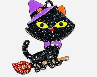 Halloween Charm,Black Cat,Chunky Necklace Pendant, Bubblegum Bead,Gumball Necklace Pendant,Bubble Gum Necklace Pendant,45mm Pendant