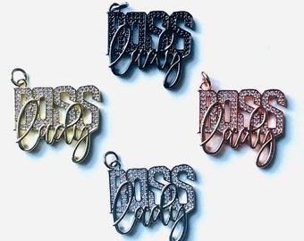 Pave Charm,Melanin,CZ Charm,Rhinestone Charm,Black Girl,BLM,Word Charm,Affirmation,Motivational,Afro Woman,Juneteenth,Black History