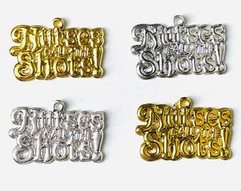 Nurse Charms, Shots, Alloy Charm, BLM, Nurses, Gold, Silver