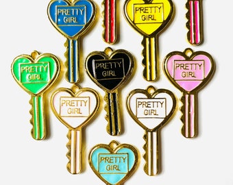 Pretty Girl Key Charm, Black Girl, Alloy Charm, Gold Key Charm, BLM, Melanin Charm