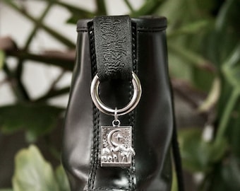 Moon Mushroom Boot Charm | Celestial Fungi Cottagecore Punk Accessories | Goth Pull Loop Shoe Charm
