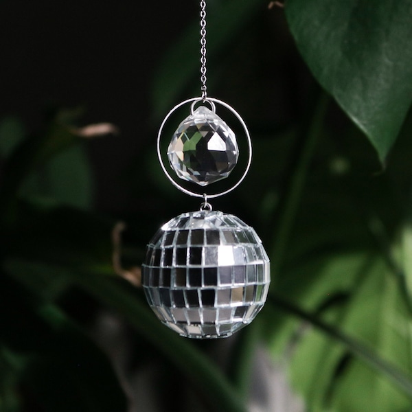 Disco Ball Suncatcher Car Charm | Hippie Hanging Decor | Mini Window Rainbow Maker