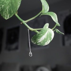 Glass Tear Drop Plant Charm Accessories | Cottagecore Decor Plant Lover Gift | Tiny Jewelry for Pothos or Monstera