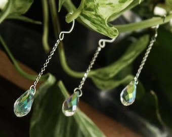 Set of hanging crystal suncatcher plant charms | houseplant window hanger decor accessories for big plants | plant lover gift for monstera