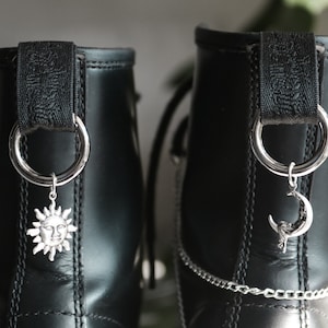 Silver Celestial Moon Sun Star Boot Charm | Pull Loop Shoe Accessories