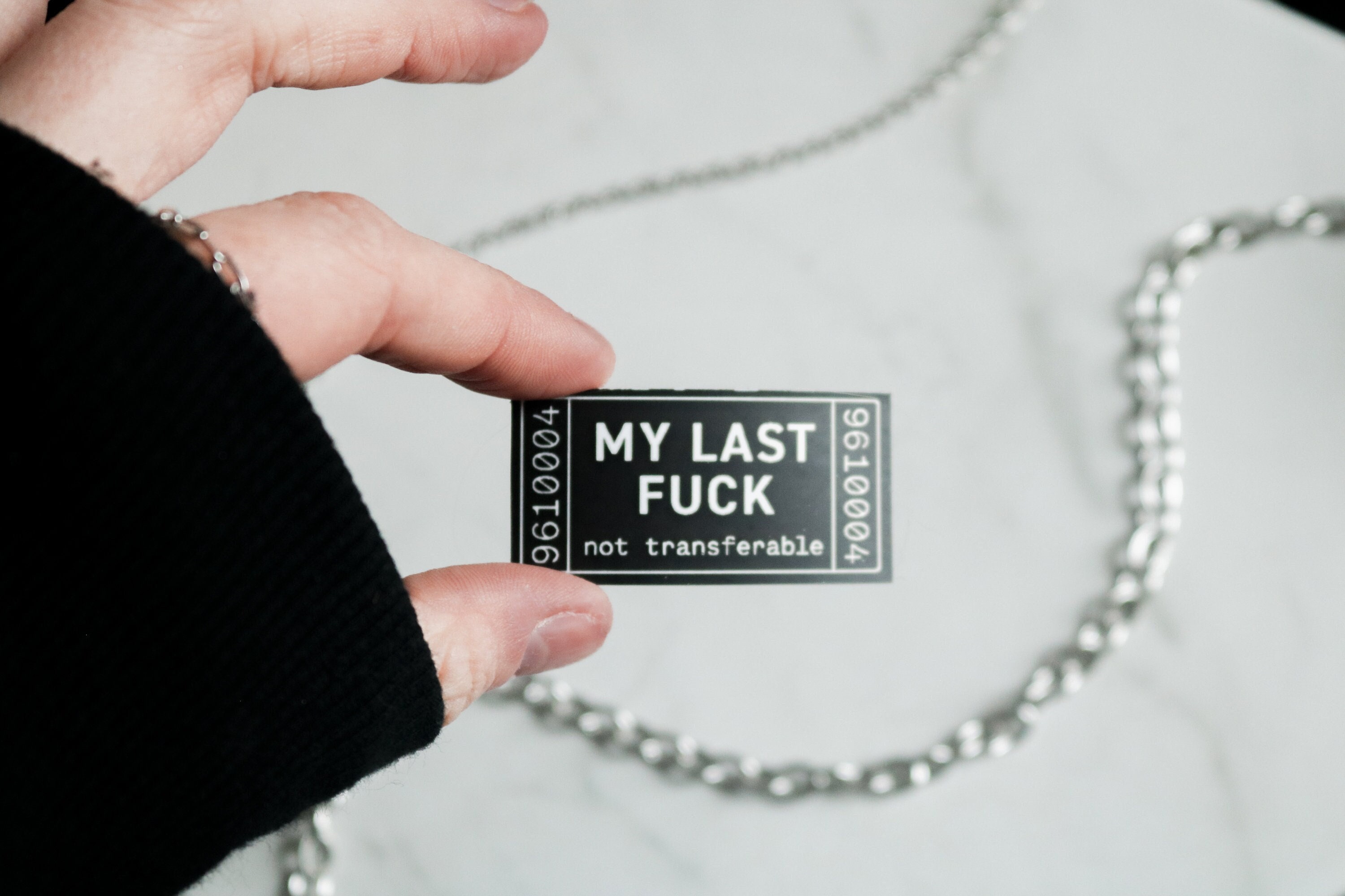 My last fuck ticket black matte vinyl sticker | dark humor snarky decal