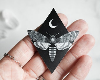 Death moth black matte vinyl sticker | dark celestial goth insect decal