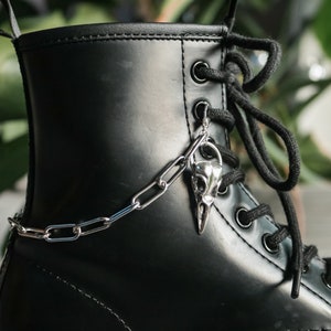Raven Goth Boot Chain | Punk Crow Gothic Silver Charm Shoe Accessories