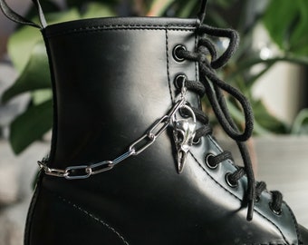 Raven Goth Boot Chain | Punk Crow Gothic Silver Charm Shoe Accessories