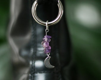 Moon Star Crystal Boot Charm | Celestial Pull Loop Shoe Accessories