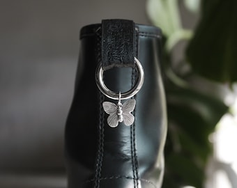 Silver Butterfly Boot Charms | Insect Bug Pull Loop Shoe Accessories