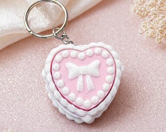 Heart Cake Keychain Clicker, Kawaii Fidget Keychain, 3D Printed Keycap Clicker Toy, Cute Bag Charm, Stress Relief Gift