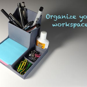 3D Printed Desk Organizer – Pen Holder, Sticky Note Tray, Clip Storage | Office Supply Organizer | Minimalist Desk Ac