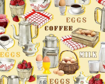 Eggscellent Breakfast - Rise and Shine Collection - Michael Miller Fabrics