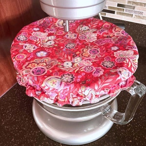 XL Red Floral  Mixer Bowl Cover - Red Floral Decor Bowl Cover - Kitchenaid Red Floral  Bowl Cover