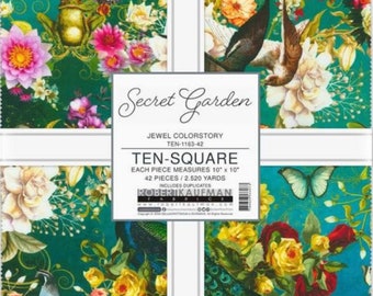 Secret Garden Jewel Colorstory Ten Square 42 pc Layer Cake Secret Garden Jewel Colorstory Robert Kaufman