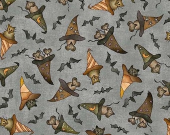 Bats Cats and Rats with Hats Fabric by Michael Miller - Fabric By The Yard