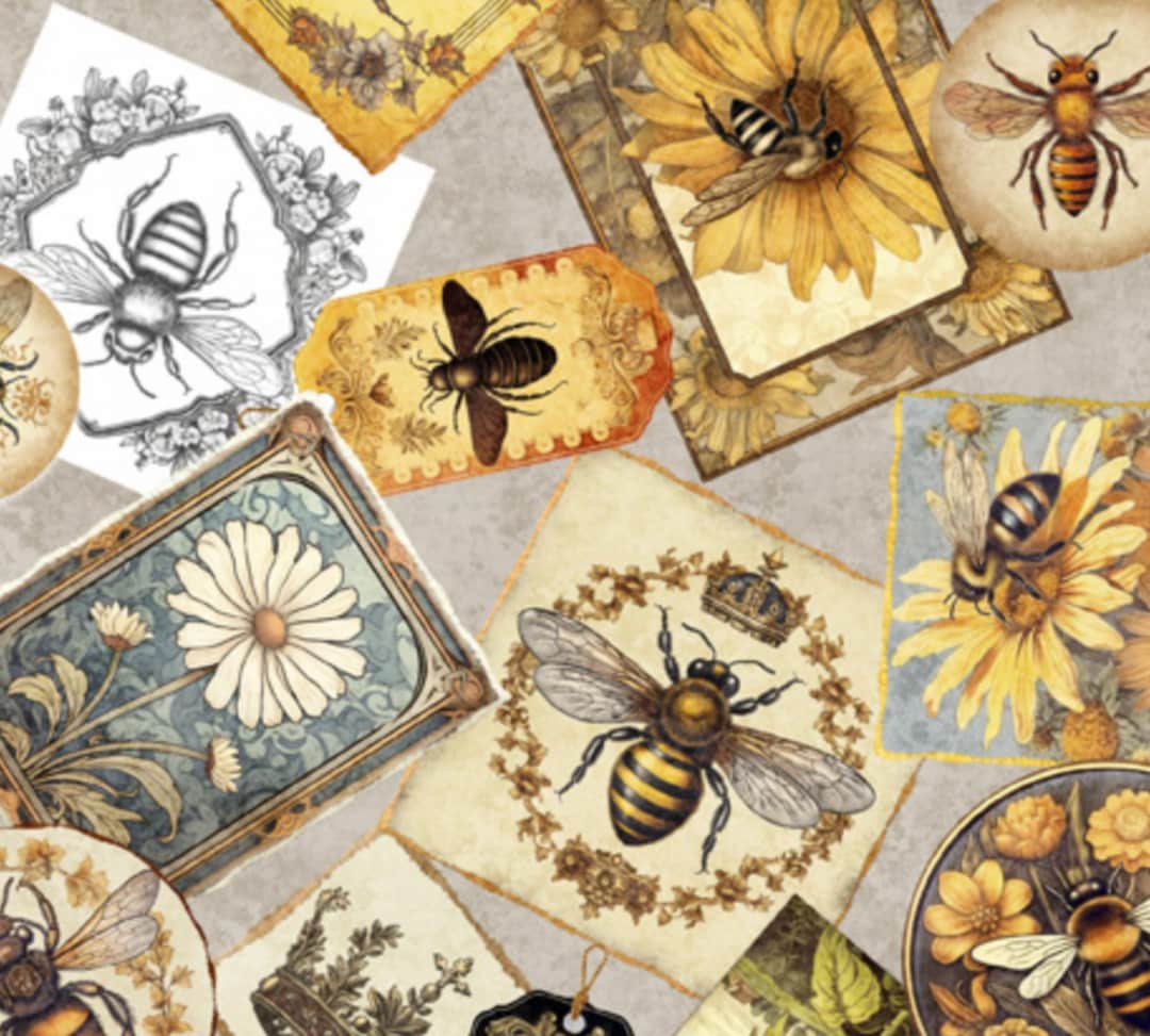 Bee Collage - Queen Bee Collection - Qtfabrics - Etsy