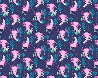 Axolotls Fabric - Make Waves - Dear Stella Design - Fabric By The Yard or Length