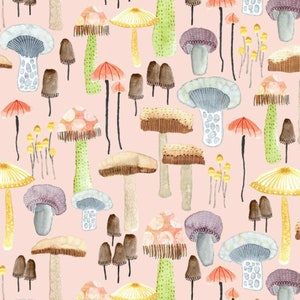Mellow Mushrooms - Michael Miller - Peach - DDC-9768-PEAC-D - Fabric By The Yard or Length