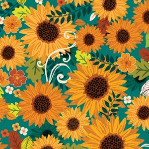 Harvest Sunshine - Teal - Gather Together Collection - Benartex Fabrics