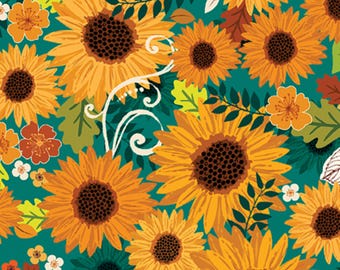 Harvest Sunshine - Teal - Gather Together Collection - Benartex Fabrics