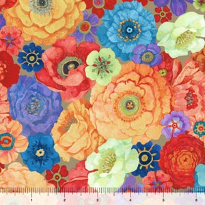Peacock Blossoms - Clustered Floral - QT Fabric 29158-00 - Fabric By The Yard or Length