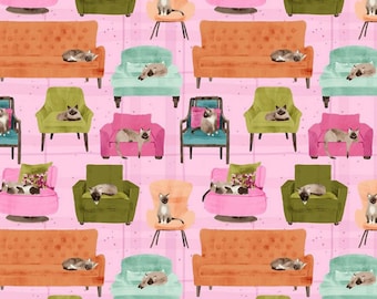 Lounge Cats - Lazy Sunday Collection - Dear Stella - Fabric By The Yard