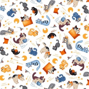 Kitty Korner - DC8639-WHIT - Michael Miller - Fabric By The Yard or Length