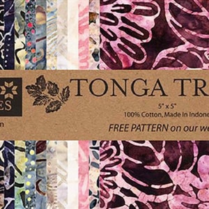 Tonga Treats Black Cherry Charm Pack 5 Inch Timeless Treasures Batik Precut Squares