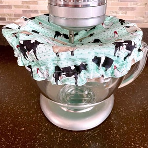 XL Farm Animals Mixer Bowl Cover | Farm Animals Mint Bowl | Kitchenaid Reversible Stand Mixer Bowl Cover