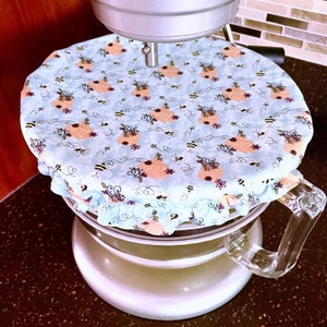 XL Bees and Beehives Fabric Mixer Bowl Cover | Kitchenaid Mixer Bowl Cover Bees | XL Fabric Bowl Cover Bees and Beehives