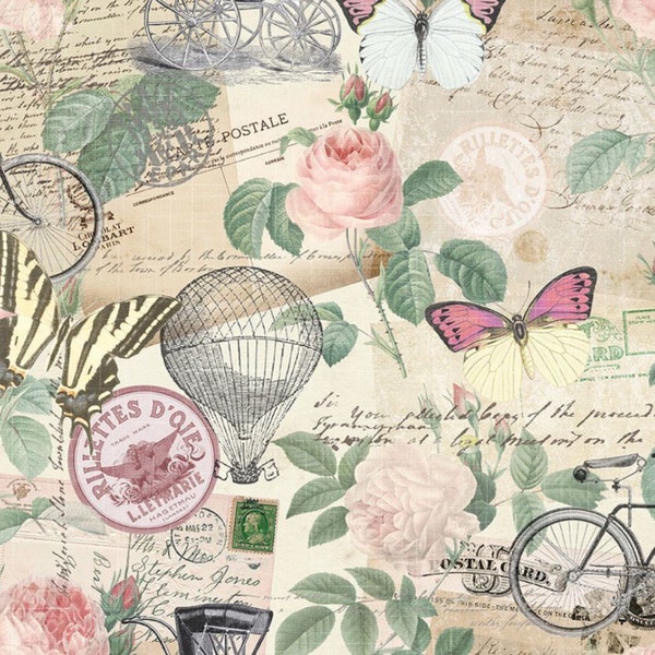 Jardin Postcard Collage from TT Fabrics - Fabric By The Yard