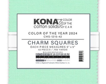 Lot de 5 breloques Julep en coton Kona - Julep couleur de l'année 2024 en coton Kona - Robert Kaufman 42 pcs