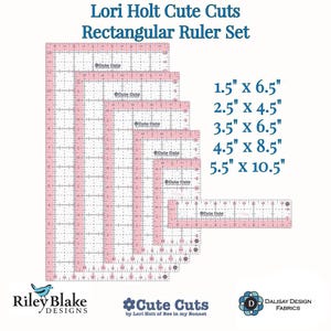Lori Holt Cute Cuts™ - Paquete de 5 reglas rectangulares - Rosa - Riley Blake Designs imagen 2