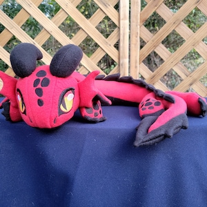 Wearable,Poseable, Dragon Renaissance fair, cosplay, costume accessory, plush neck dragon, shoulder dragon, fantasy, red and black dragon