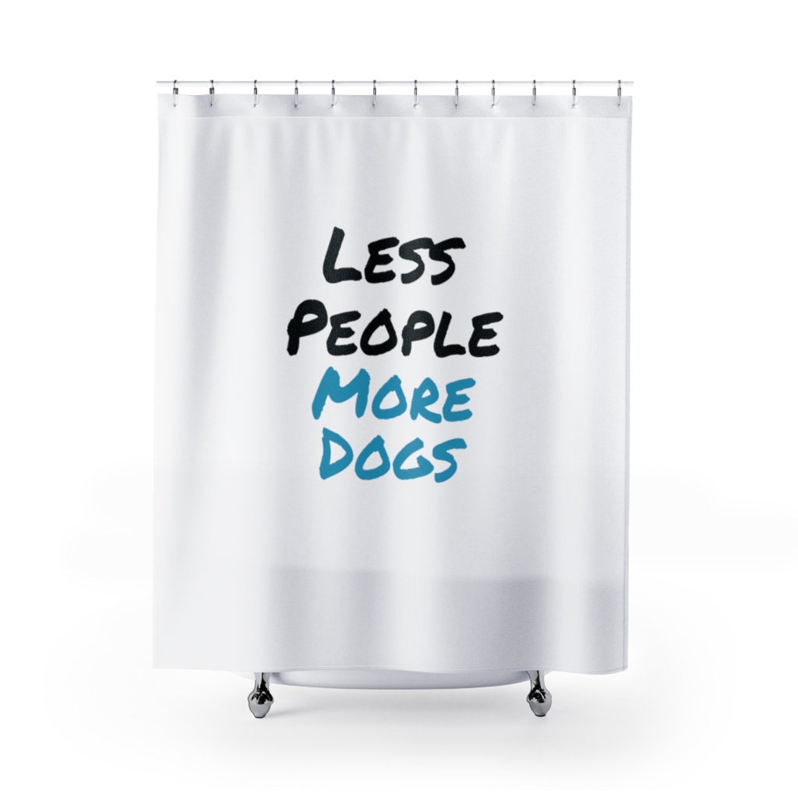 Shower Curtains Dog Theme Shower Curtain Less People More Etsy