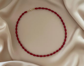 レッドコーラルビーズチョーカー：手作りシャーマンスタイルの