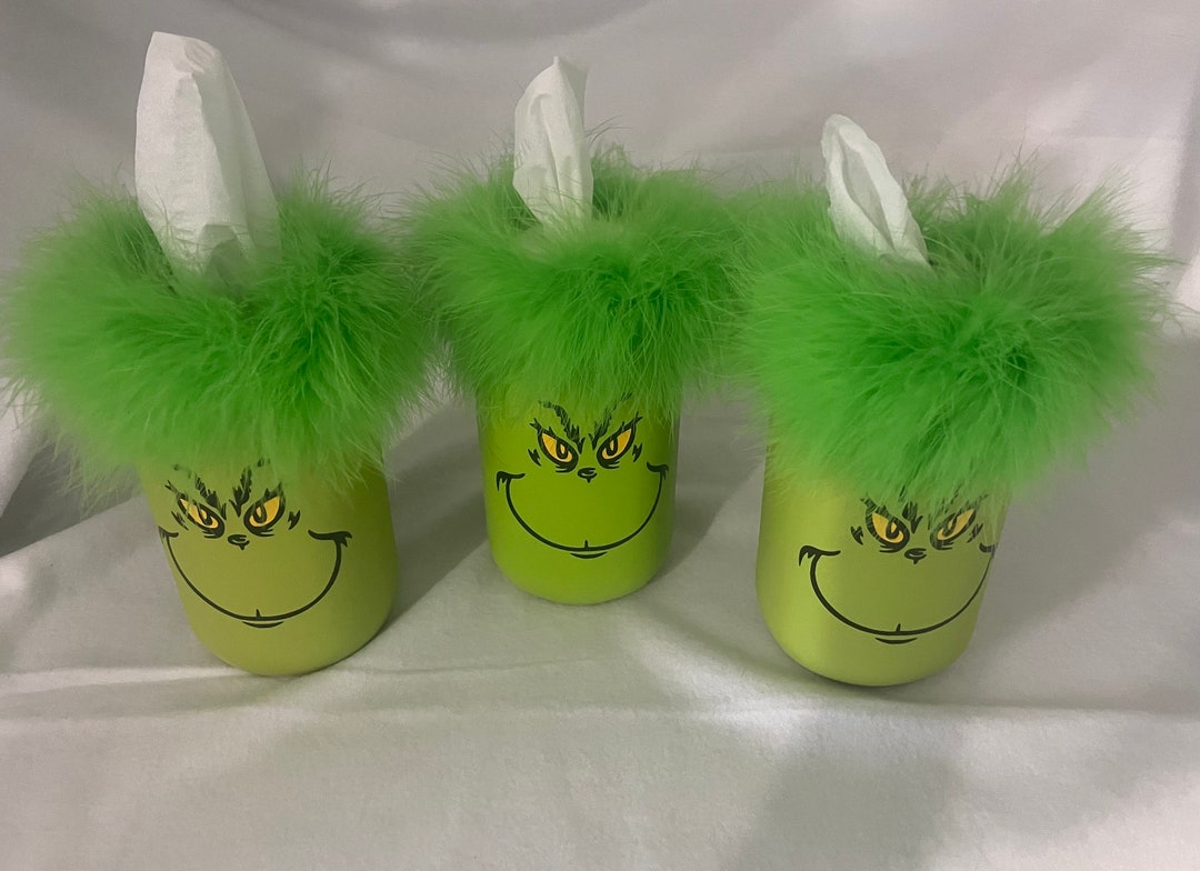 Grinch Tissue Holder Mason Jar Tissue Holder Christmas Decor Etsy