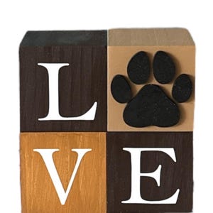 Dog decor/wood blocks/tiered tray decor/wood decor/mantle decor/paw print/Dog tier tray