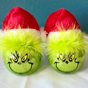 Fish bowl Grinch/Christmas decor/Grinch holidays decor/ Light  up Grinch