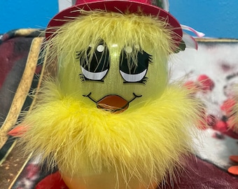 Light Up Easter Chick | Glitter Glass, Boa & Hat Decor