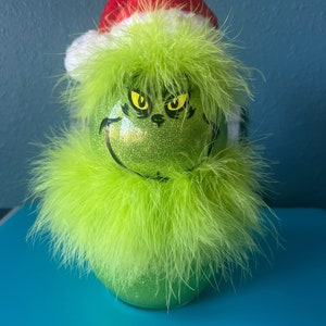 Fish bowl Grinch/Christmas decor/Grinch holidays decor/ Light  up Grinch