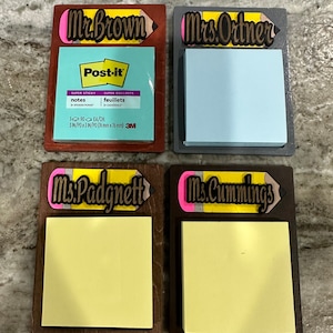 Teacher Sticky Note Pad Holder Gift/Personalized Teacher Name Gift/Student Gift for Teacher/Teacher Desk Gift