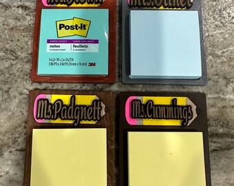 Personalized Wooden Sticky Note Holder, Teacher Desk Gift