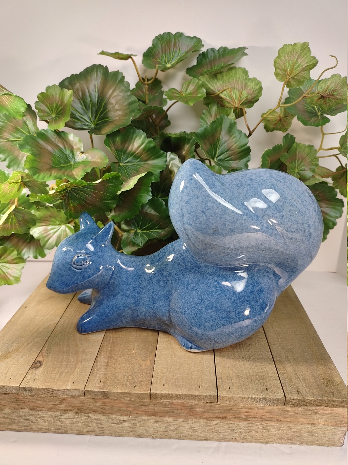 Vintage Ceramic Blue Squirrel Figurine Statue Garden. Everyone Etsy