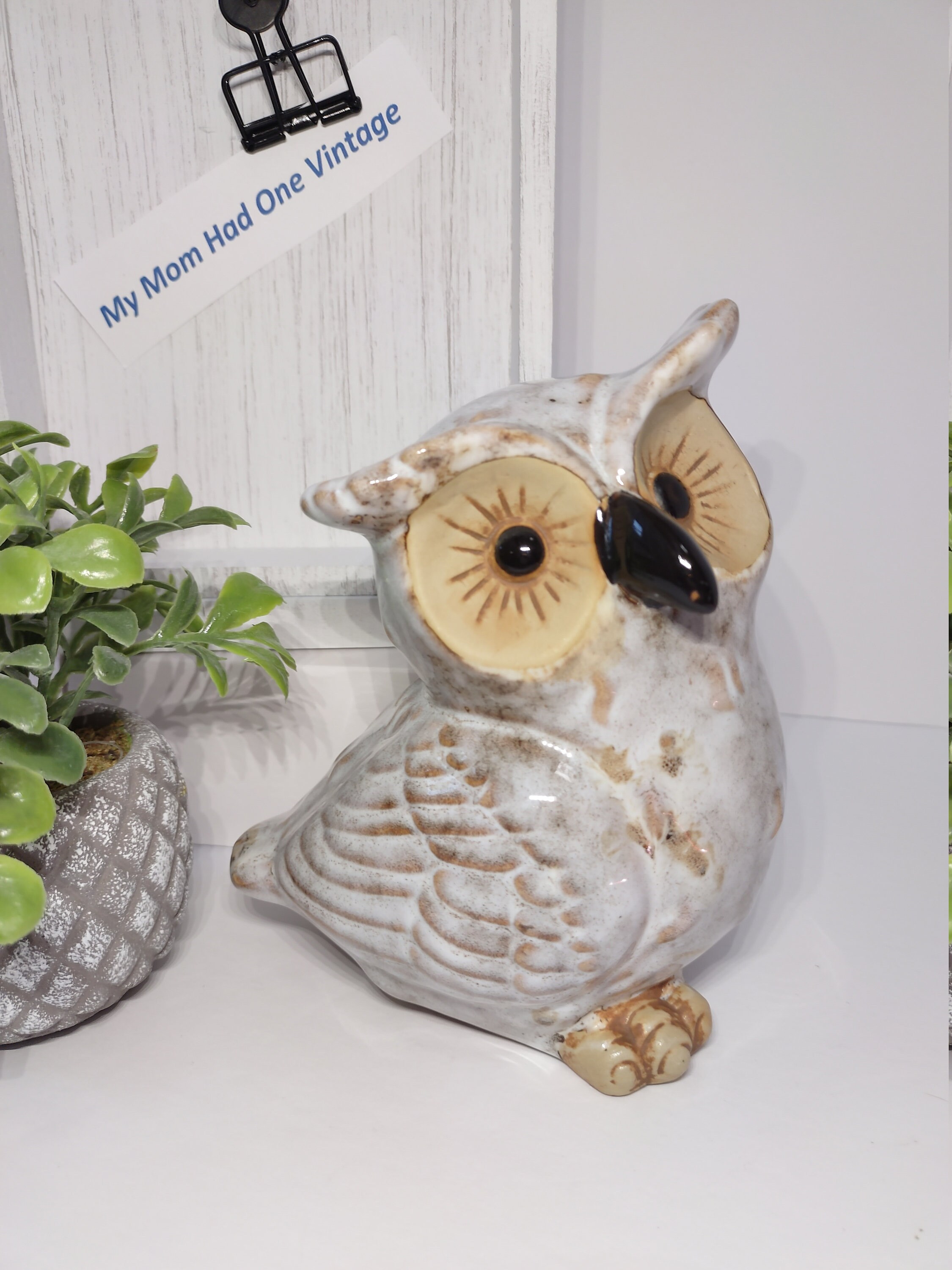 Gris cerámica búho 6.5 H x 6W Super Lindo con | Etsy