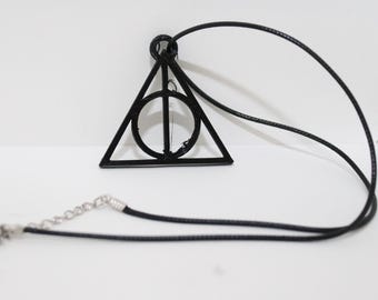 3D Printed Fantasy Triangle Symbol Necklace | Geometric Wizard Pendant | Handmade Cord Necklace | Fandom Gift