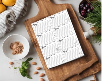 Printable Recipe cards for cooking, baking, snacks